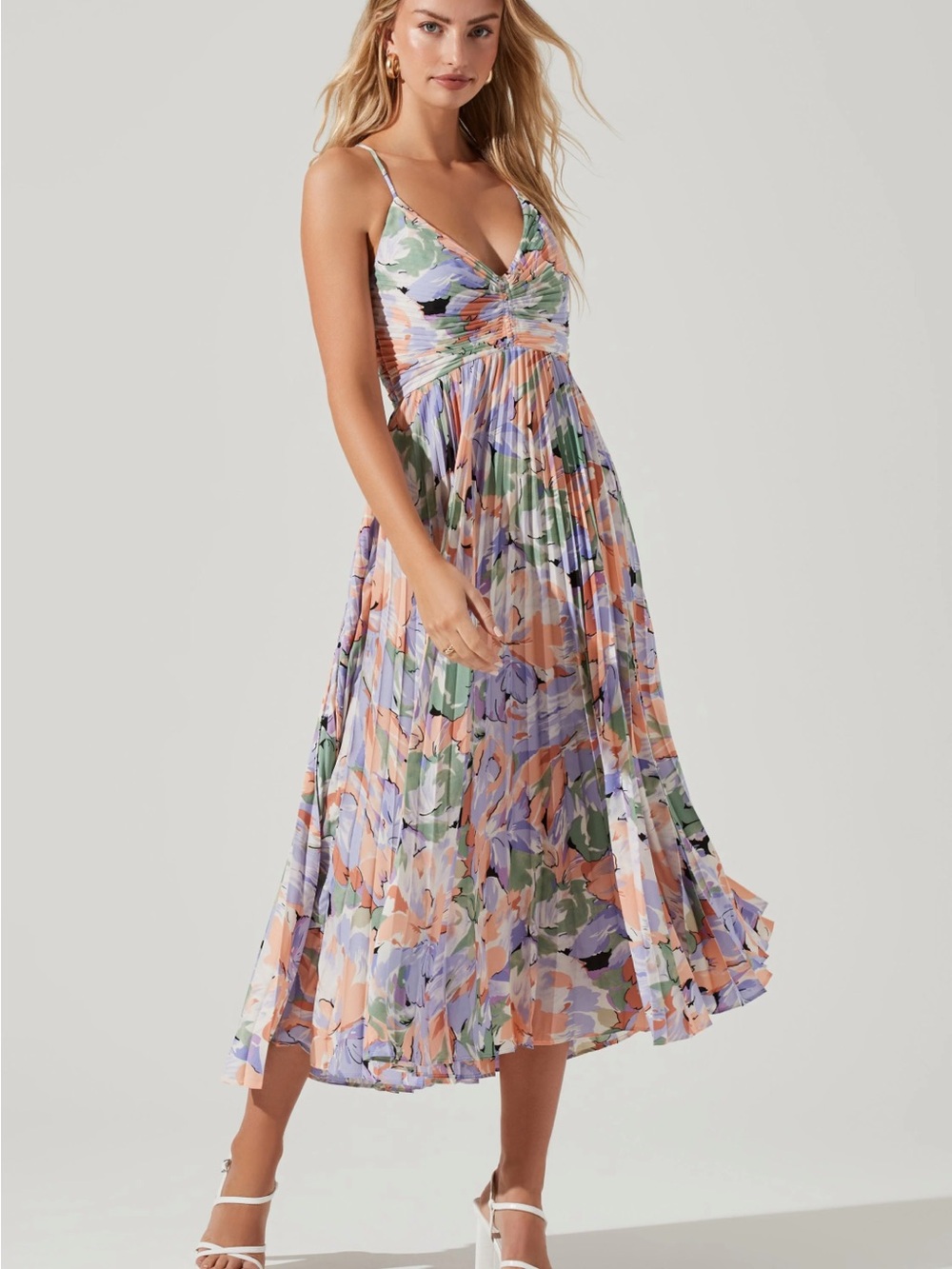 ASTR the label Blythe Coral Multi Midi Dress